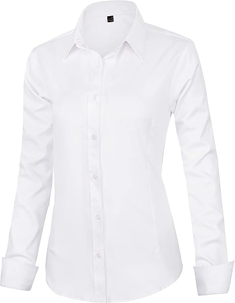 Womens Dress Shirts Long Sleeve Button Down Shirt Wrinkle-Free Business Casual Blouse Office Work Tops