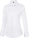 Womens Dress Shirts Long Sleeve Button Down Shirt Wrinkle-Free Business Casual Blouse Office Work Tops